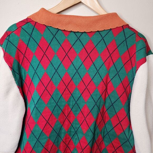 Kina & Tam A Perfect Day Sweater Dog Preppy Retro Collard Short Sleeve Small - Picture 8 of 10